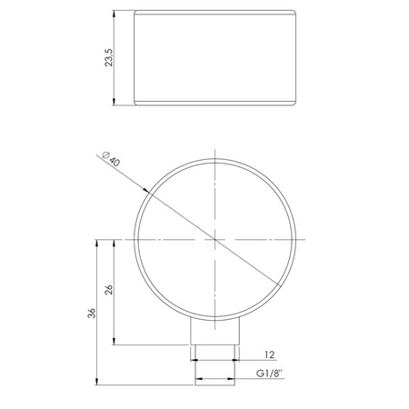 Manometr z rurką Bourdona AFRISO RF standardowy 0/16 bar G1/8B radialne fi 40 mm, kl. 1.6%