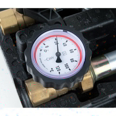 Grupa pompowa AFRISO PrimoTherm K 180-3 DN 25 GW 1'' x 1'', z zaworem mieszającym, z zaworem termostatycznym, z izolacją, z pompą obiegową Wilo Para SC 25/6