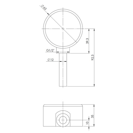 Termometr bimetaliczny AFRISO BiTh fi 63 mm 0…120'C tuleja 63 mm połączenie rad