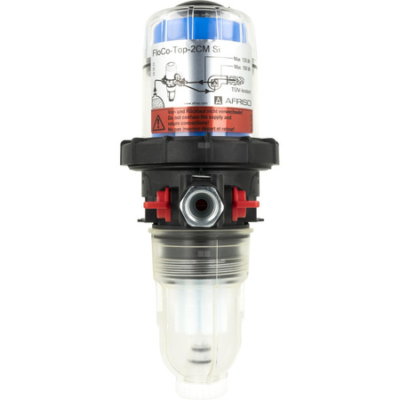 Filtr olejowy AFRISO FloCo-Top-2CM Si zintegrowany z odpowietrznikiem fi 3/8'' x 3/8'' GW x GZ, z wkładem plastikowym, maks. przepływ 100 l/h