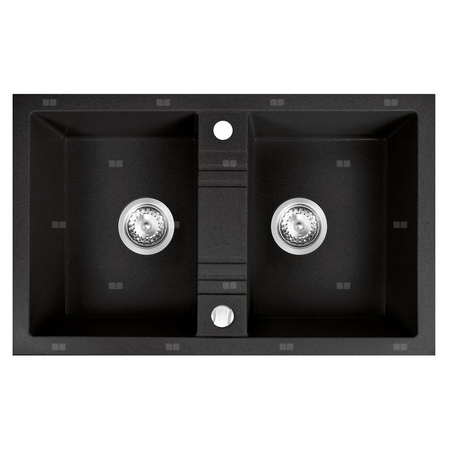 MEZZO II zlewozmywak granitowy 2-komorowy 48/78, grafit