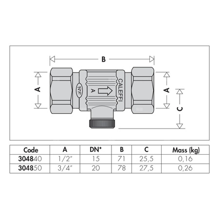 Podwójny zawór zwrotny. Z możliwością nadzoru. Przyłącza z gwintem wewnętrznym 1/2"