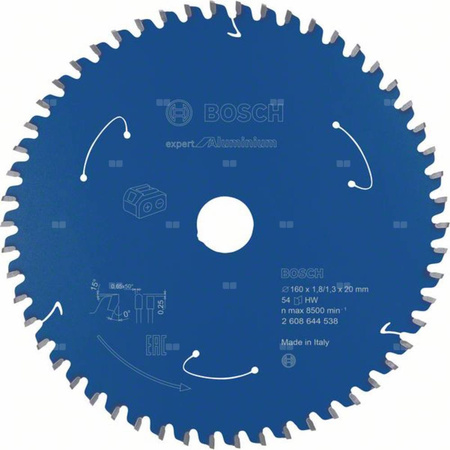 Ostrze do piły tarczowej bezprzewodowej Expert for Aluminium 160 x 1,8 / 1,3 x 20 T54