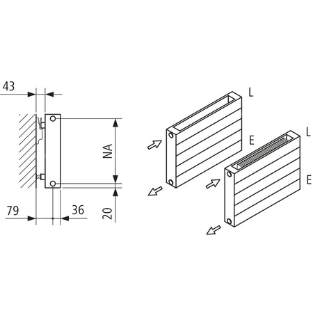 Kermi ściana grzewcza HHV21 490x72x6000 pozioma,RAL9016,6bar,z osłoną,prawa,L120