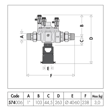 Izolator przepływów zwrotnych ze strefą obniżonego ciśnienia z możliwością nadzoru.  1" -  Typu BA