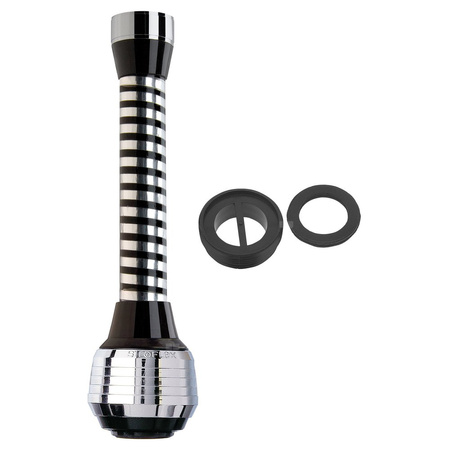 Regulator strumienia długi do baterii kuchennych, uniwersalny (M22/M24), 2F,  czarny-chrom