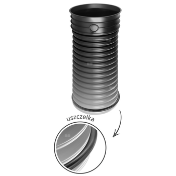 Rura PP dwuścienna z kielichem SN 8 i z uszczelką MCEM 250 x 3000 SN8