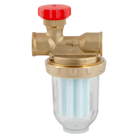 Filtr olejowy AFRISO V 1/2 - 500 Si jednorurowy fi 1/2'' x 1/2'' GW x GW, z wkładem plastikowym, maks. przepływ 390 l/h