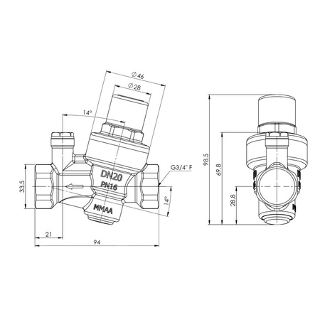 Regulator ciśnienia wody AFRISO BPR 412 mosiądz, GW 3/4'', 16 bar