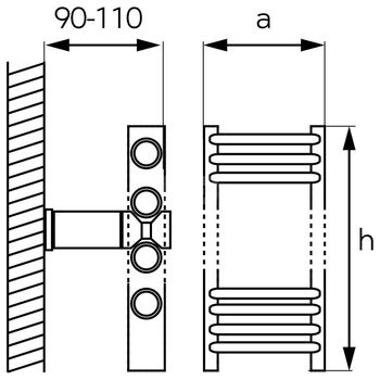 Grzejnik drabinkowy FERRO Prosty, podłączenie dolne, rozstaw 406, wym. 900 x 450 mm, kolor biały, moc 363W