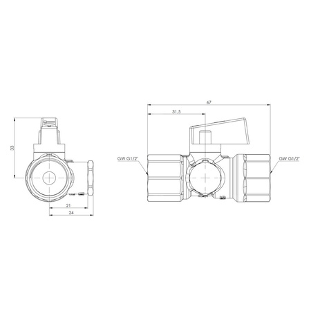 Zawór manometryczny 2-drogowy AFRISO AMC mosiądz Dźwignia, GW x GW, 1/2'' x 1/2'', kl. PN25