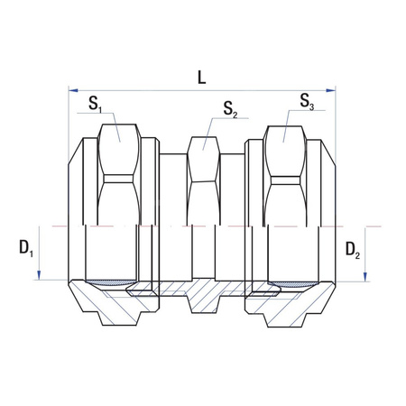 Złącze dwójnik proste RUMET zaciskowe FI 15 x FI 22 mosiądz