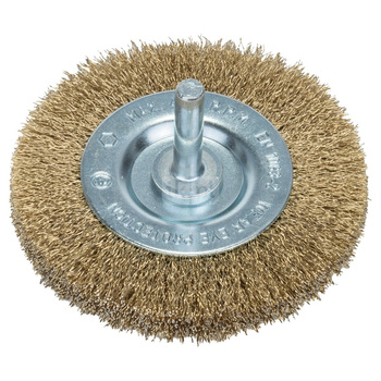 Szczotki tarczowe do wiertarek – drut falisty, mosiądzowany, 75 mm D = 75 mm, szerokość = 8 mm