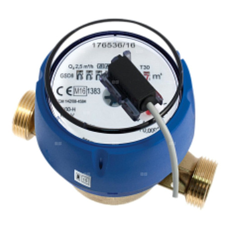 Wodomierz jednostrumieniowy suchobieżny z nadajnikiem impulsów REED SIMPLE, typu GSD8-R DN 15 Q3=2,5 m3/h R100/50, Tmax: 30st.C, L=110 mm