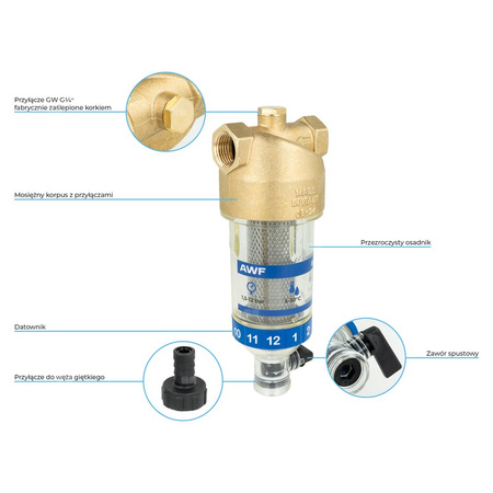 Filtr do wody AWF 110 z płukaniem ręcznym, GW G1/2''