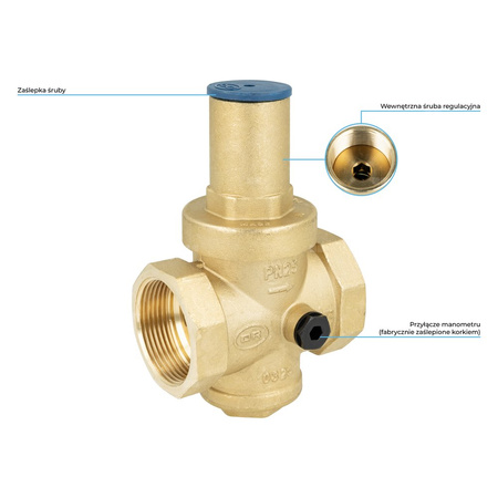 Regulator ciśnienia wody AFRISO BPR 405 mosiądz, GW 1 1/2'', 25 bar