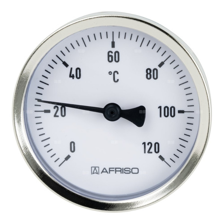 Termometr bimetaliczny AFRISO BiTh fi 63 mm 0…120'C tuleja 150 mm połączenie ax