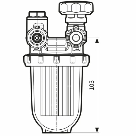 Filtr olejowy AFRISO R500Si jednorurowy z powrotem fi 3/8'' x 3/8'' GW x GZ, z wkładem plastikowym, maks. przepływ 210 l/h