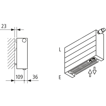 Kermi ściana grzewcza HHV22 560x122x3600 pozioma,RAL9016,6bar,z osłoną,prawa,L540