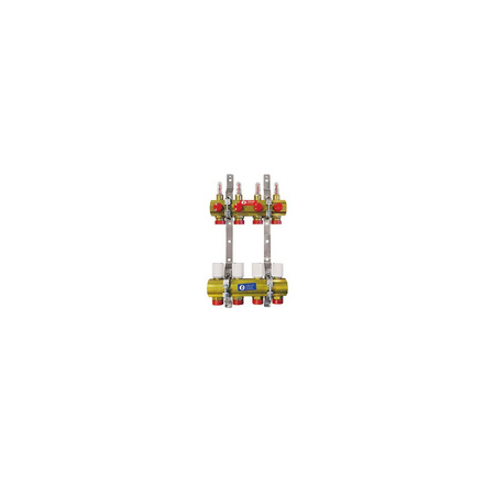 Rozdzielacz do ogrzewania podłogowego GIACOMINI R553F 4-obieg. mosiądz 1'' x eurocono 3/4'' + przepływomierz + termostat