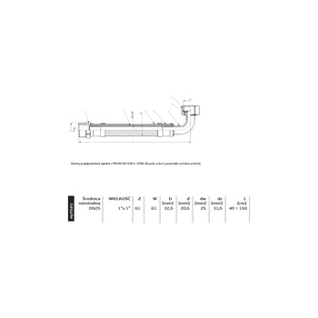 Wąż przyłączeniowy elastyczny PERFEXIM PHA-9156 DN 25, GW x GZ, 1'' x 1'', długość 800 mm