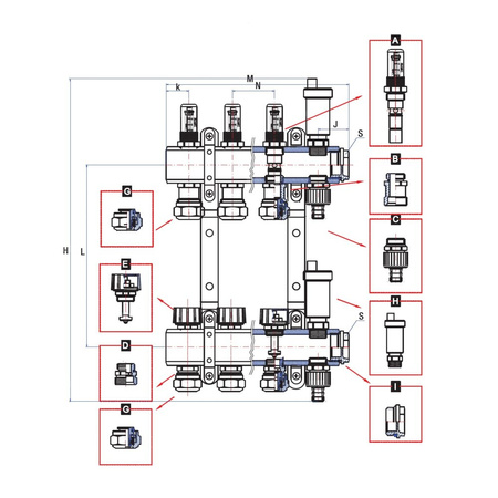 Rozdzielacz ogrzewania RUMET 71E 7 obwodowy