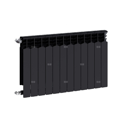 Grzejnik żeberkowy KFA Armatura G600F/12 aluminium, podłączenie boczne 672 x 966 mm, kolor czarny