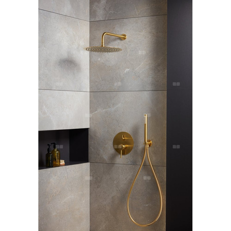 Zestaw natryskowy MOZA podtynkowy z baterią 3 funkcyjną, złoty szczotkowany pvd