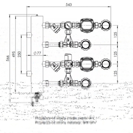 Grupa pompowa AFRISO BPS 961 AP GZ x GW 1'' x 3/4'', z zaworem mieszającym, z zaworem termostatycznym, z pompą obiegową AFRISO APH 160 15-7/130 mm