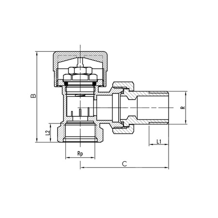 Zawór termostatyczny kątowy 1/2"