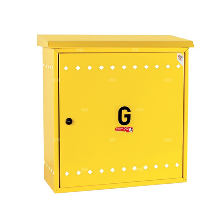 Skrzynka gazowa, 600x600x250, naścienna, metalowa, ze skośnym daszkiem - brązowa