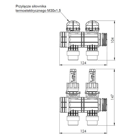 Rozszerzenie rozdzielacza ProCalida EF1 lub EF1 K o 2 obiegi, przepływomierz 0,2÷1,6 l/min