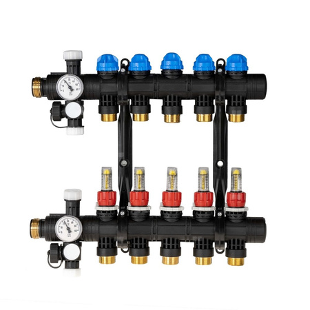 Rozdzielacz do ogrzewania podłogowego AFRISO ProCalida EF1 5-obieg. poliamid GZ 1'' x euroconus 3/4''