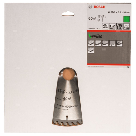 Tarcza pilarska Optiline Wood PIŁA TARCZ.-H OPTI 250X3.2X30Z60