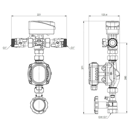 Moduł przełączający BDU 571 AP do pomp ciepła z zaworem AZV 643, pompa APH 160