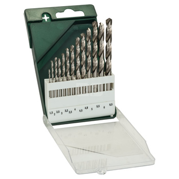 13-częściowy zestaw Wierteł do metalu HSS-G, DIN 338 1,5, 2,0, 2,5, 3,0, 3,2, 3,5, 4,0, 4,5, 4,8, 5,0, 5,5, 6,0, 6,5 mm