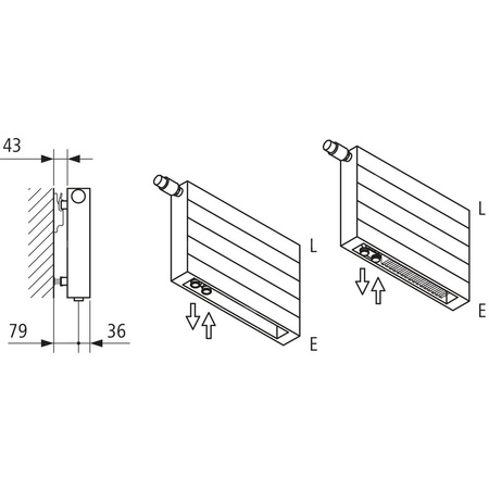 Grzejnik płytowy typ 21 KERMI V-HHV QN1696(R), bez osłony wym. 350 x 2000 mm, kolor biały, moc 1696 W