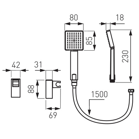 AMIGO VERDELINE zestaw natryskowy punktowy 1F, chrom