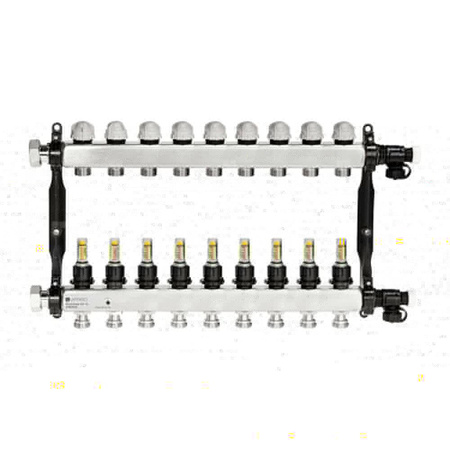 Rozdzielacz do ogrzewania podłogowego AFRISO ProCalida VA 1C 9-obieg. stal nierdzewna GZ 1'' x euroconus 3/4''