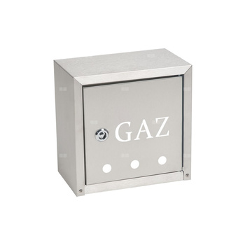 Skrzynka gazowa nierdzewna 250x250x150 naścienna z płaskim daszkiem
