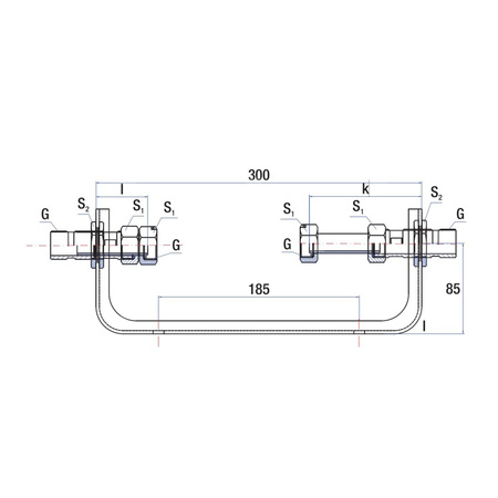 Uchwyt montażowy RUMET wodomierza DN 20 G 1 mosiądz / stal