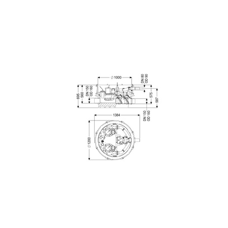 Moduł techniczny Ecolift XL Duo 400V SPF4500-S3 z automatycznymi klapami zwrotnymi do ścieków czarnych do swob. ustawienia lub połączenia ze studz.