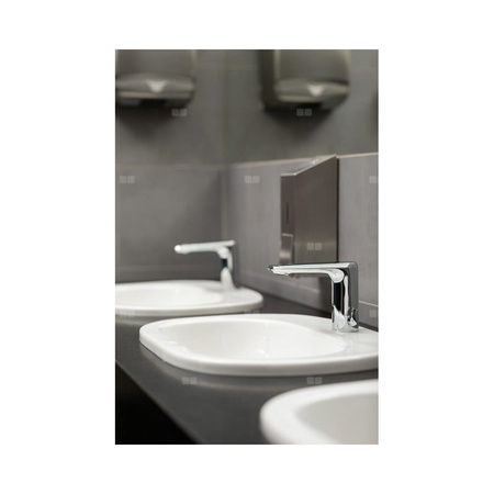 Bateria umywalkowa stojąca KFA Armatura SALTO, chrom, z regulacją temperatury, montaż blat / otwór na baterię