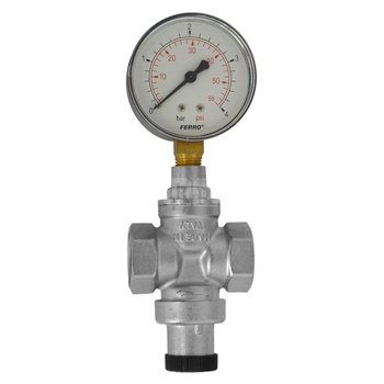 Regulator ciśnienia wody FERRO mosiądz (niklowany), GW 3/4'', 16 bar