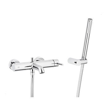 MOZA BATERIA WANNOWA POZIOMA, ŚCIENNA + ZESTAW NATRYSKOWY PUNKTOWY PREMIUM, CHROM