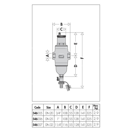 DISCALDIRT - Separator powietrza-separator zanieczyszczeń. Przyłącza z gwintem wewnętrznym 3/4"
