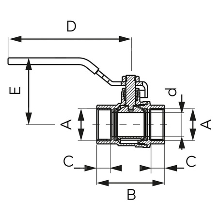Zawór kulowy FERRO F-POWER 3/4'' GW, uchwyt: dźwignia