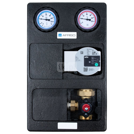 Grupa pompowa AFRISO PrimoTherm K 180-2 DN 25 WP 3-WM GZ x GW 1 1/2'' x 1'', z zaworem mieszającym, z izolacją, z pompą obiegową Wilo Para SC 25/6