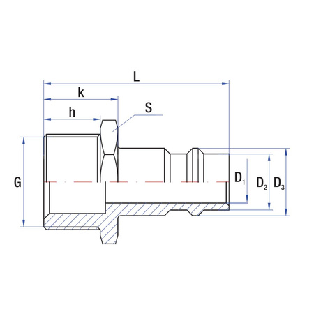 Złącze dwójnik proste RUMET zatrzask Mosiądz 1/2'' (GZ)