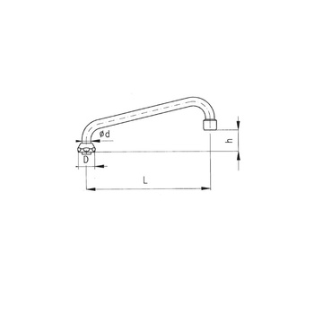 Wylewka do armatury sanitarnej typ U 16 mm M22x1,5 KFA Armatura górna długość 220 mm mosiądz chrom